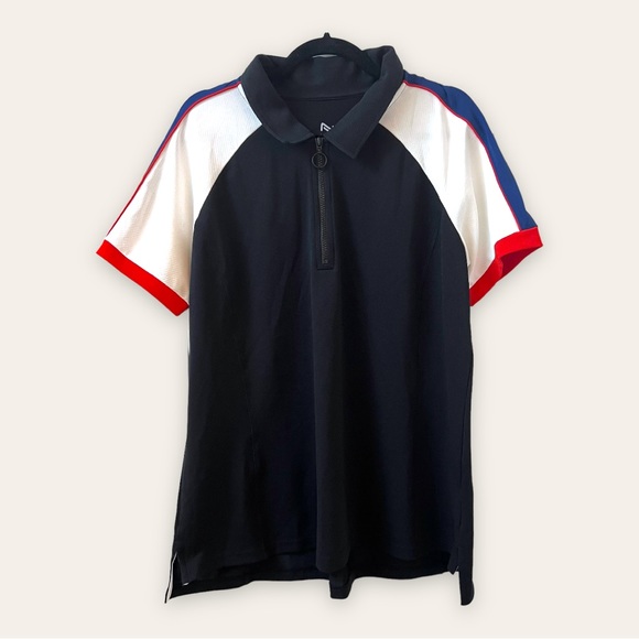 ADDITION ELLE - Nola Ladies Zippered Collar Golf Workout Shirts - Black & Red - Picture 5 of 16